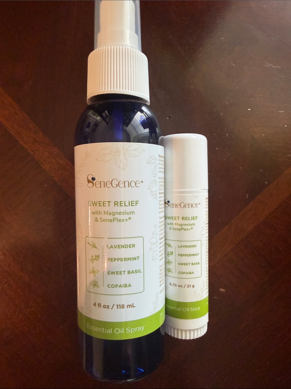 SeneGence Sweet Relief Essential Oil Spray & Roller - Blue and White